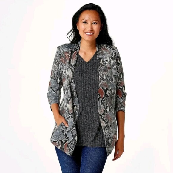 Bishop + Young Python Print Satin Iconic Blazer Jacket - Picture 1 of 13